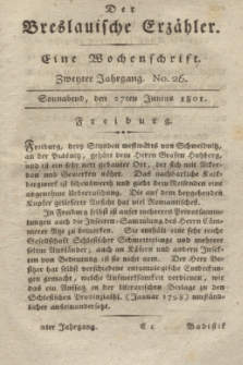 Der Breslauische Erzähler : eine Wochenschrift. Jg.2, No. 26 (27 Junius 1801) + wkładka