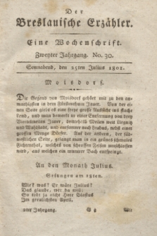 Der Breslauische Erzähler : eine Wochenschrift. Jg.2, No. 30 (25 Julius 1801) + wkładka