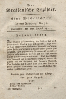 Der Breslauische Erzähler : eine Wochenschrift. Jg.2, No. 31 (1 August 1801) + wkładka