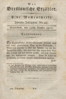 Der Breslauische Erzähler : eine Wochenschrift. Jg.2, No. 43 (24 October 1801) + wkładka