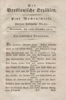 Der Breslauische Erzähler : eine Wochenschrift. Jg.2, No. 52 (26 December 1801) + wkładka