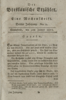 Der Breslauische Erzähler : eine Wochenschrift. Jg.3, No. 2 (9 Januar 1802) + wkładka