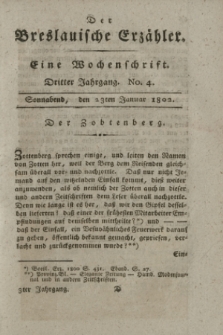 Der Breslauische Erzähler : eine Wochenschrift. Jg.3, No. 4 (23 Januar 1802) + wkładka