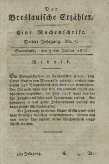 Der Breslauische Erzähler : eine Wochenschrift. Jg.3, No. 5 (30 Januar 1802) + wkładka