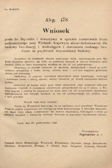 [Kadencja VIII, sesja II, al. 478] Alegata do Sprawozdań Stenograficznych z Drugiej Sesyi Ósmego Peryodu Sejmu Krajowego Królestwa Galicyi i Lodomeryi z Wielkiem Księstwem Krakowskiem z roku 1905. Alegat 478