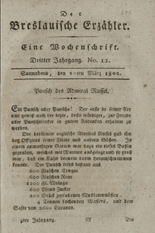 Der Breslauische Erzähler : eine Wochenschrift. Jg.3, No. 12 (20 März 1802) + wkładka