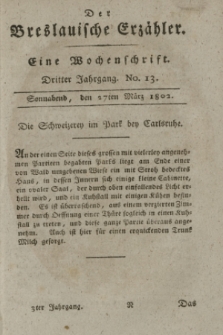 Der Breslauische Erzähler : eine Wochenschrift. Jg.3, No. 13 (27 März 1802) + wkładka