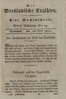 Der Breslauische Erzähler : eine Wochenschrift. Jg.3, No. 14 (3 April 1802) + wkładka