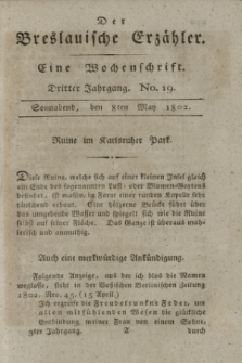Der Breslauische Erzähler : eine Wochenschrift. Jg.3, No. 19 (8 May 1802) + wkładka
