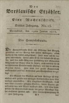 Der Breslauische Erzähler : eine Wochenschrift. Jg.3, No. 25 (19 Junius 1802) + wkładka