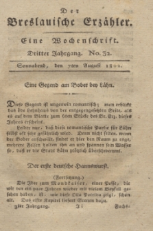 Der Breslauische Erzähler : eine Wochenschrift. Jg.3, No. 32 (7 August 1802) + wkładka