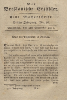 Der Breslauische Erzähler : eine Wochenschrift. Jg.3, No. 36 (4 September 1802) + wkładka