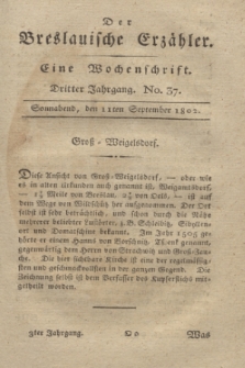 Der Breslauische Erzähler : eine Wochenschrift. Jg.3, No. 37 (11 September 1802) + wkładka