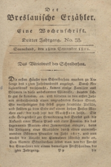Der Breslauische Erzähler : eine Wochenschrift. Jg.3, No. 38 (18 September 1802) + wkładka