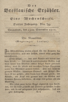 Der Breslauische Erzähler : eine Wochenschrift. Jg.3, No. 39 (25 September 1802) + wkładka