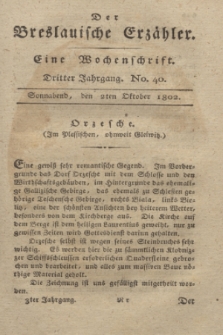 Der Breslauische Erzähler : eine Wochenschrift. Jg.3, No. 40 (2 Oktober 1802) + wkładka