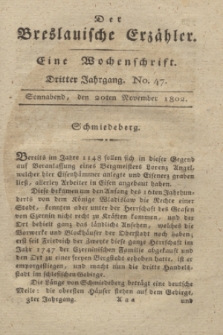 Der Breslauische Erzähler : eine Wochenschrift. Jg.3, No. 47 (20 November 1802) + wkładka