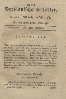 Der Breslauische Erzähler : eine Wochenschrift. Jg.3, No. 49 (4 December 1802) + wkładka