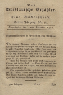 Der Breslauische Erzähler : eine Wochenschrift. Jg.3, No. 50 (11 December 1802) + wkładka