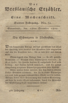 Der Breslauische Erzähler : eine Wochenschrift. Jg.3, No. 51 (18 December 1802) + wkładka