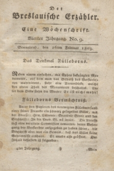 Der Breslauische Erzähler : eine Wochenschrift. Jg.4, No. 9 (26 Februar 1803) + wkładka