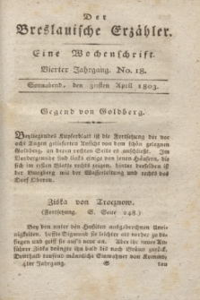 Der Breslauische Erzähler : eine Wochenschrift. Jg.4, No. 18 (30 April 1803) + wkładka