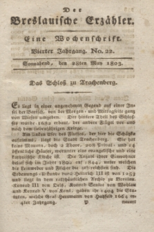 Der Breslauische Erzähler : eine Wochenschrift. Jg.4, No. 22 (28 Mai 1803) + wkładka