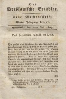 Der Breslauische Erzähler : eine Wochenschrift. Jg.4, No. 27 (2 July 1803) + wkładka