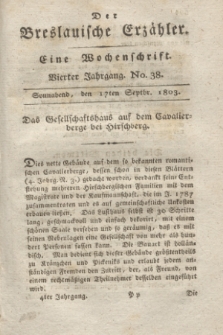 Der Breslauische Erzähler : eine Wochenschrift. Jg.4, No. 38 (17 September 1803) + wkładka