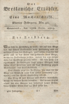 Der Breslauische Erzähler : eine Wochenschrift. Jg.4, No. 42 (15 October 1803) + wkładka
