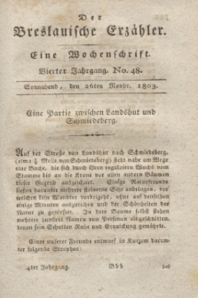 Der Breslauische Erzähler : eine Wochenschrift. Jg.4, No. 48 (26 November 1803) + wkładka