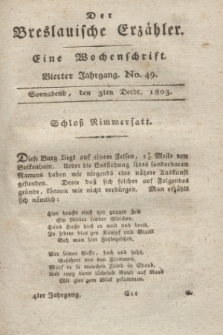 Der Breslauische Erzähler : eine Wochenschrift. Jg.4, No. 49 (3 December 1803) + wkładka