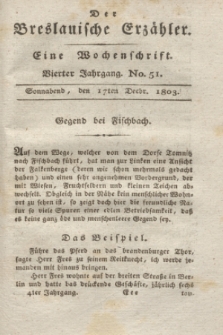 Der Breslauische Erzähler : eine Wochenschrift. Jg.4, No. 51 (17 December 1803) + wkładka