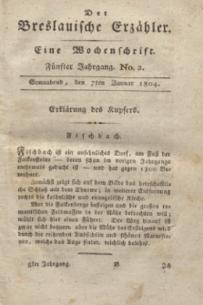 Der Breslauische Erzähler : eine Wochenschrift. Jg.5, No. 2 (7 Januar 1804) + wkładka