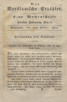 Der Breslauische Erzähler : eine Wochenschrift. Jg.5, No. 6 (4 Februar 1804) + wkładka