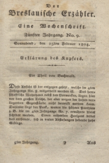 Der Breslauische Erzähler : eine Wochenschrift. Jg.5, No. 9 (25 Februar 1804) + wkładka
