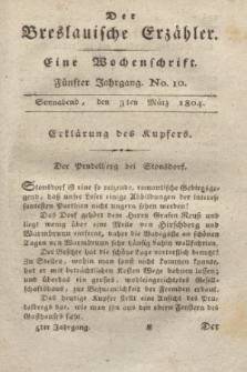 Der Breslauische Erzähler : eine Wochenschrift. Jg.5, No. 10 (3 März 1804) + wkładka