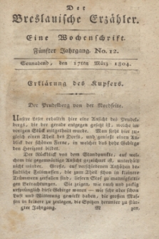 Der Breslauische Erzähler : eine Wochenschrift. Jg.5, No. 12 (17 März 1804) + wkładka