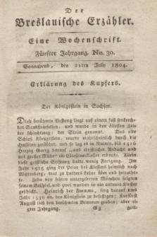 Der Breslauische Erzähler : eine Wochenschrift. Jg.5, No. 30 (21 July 1804) + wkładka