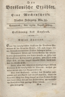 Der Breslauische Erzähler : eine Wochenschrift. Jg.5, No. 35 (25 August 1804) + wkładka