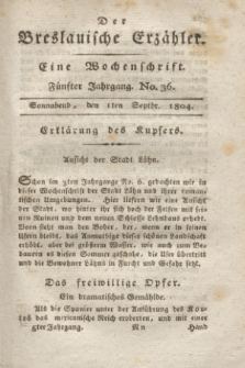 Der Breslauische Erzähler : eine Wochenschrift. Jg.5, No. 36 (1 September 1804) + wkładka