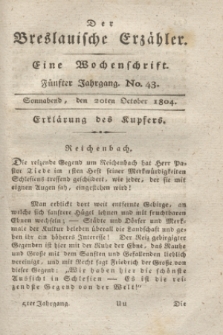 Der Breslauische Erzähler : eine Wochenschrift. Jg.5, No. 43 (20 October 1804) + wkładka