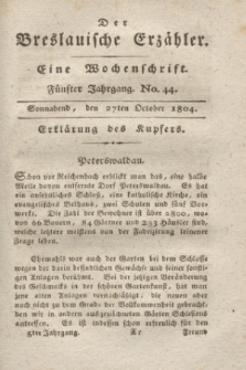 Der Breslauische Erzähler : eine Wochenschrift. Jg.5, No. 44 (27 October 1804) + wkładka