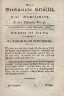Der Breslauische Erzähler : eine Wochenschrift. Jg.5, No. 46 (10 November 1804) + wkładka