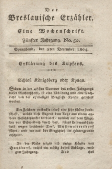 Der Breslauische Erzähler : eine Wochenschrift. Jg.5, No. 50 (8 December 1804) + wkładka