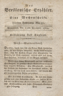 Der Breslauische Erzähler : eine Wochenschrift. Jg.5, No. 51 (15 December 1804) + wkładka