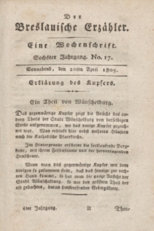 Der Breslauische Erzähler : eine Wochenschrift. Jg.6, No. 17 (20 April 1805) + wkładka