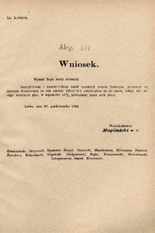 [Kadencja VIII, sesja II, al. 486] Alegata do Sprawozdań Stenograficznych z Drugiej Sesyi Ósmego Peryodu Sejmu Krajowego Królestwa Galicyi i Lodomeryi z Wielkiem Księstwem Krakowskiem z roku 1905. Alegat 486