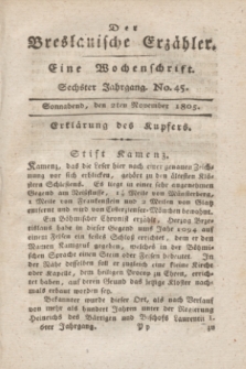 Der Breslauische Erzähler : eine Wochenschrift. Jg.6, No. 45 (2 November 1805) + wkładka