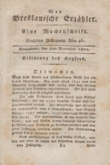 Der Breslauische Erzähler : eine Wochenschrift. Jg.6, No. 46 (9 November 1805) + wkładka